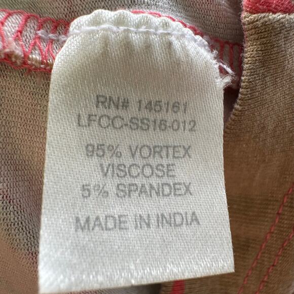 Floral Maxi Dress Size Large Tan Coral Tropical Vacation Resortwear Beachy - Picture 10 of 11